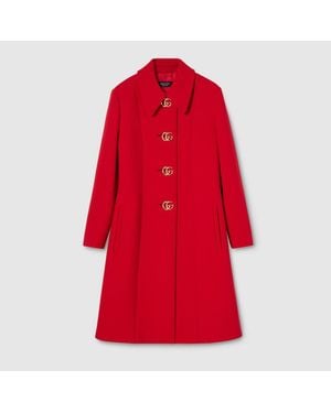 Gucci Wool Long Coat - Red