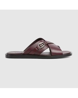 Gucci Herrenpantolette Mit Gg, Grösse - Braun