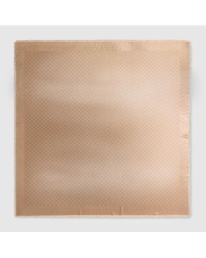 Gucci Gg Wool Silk Lamé Jacquard Shawl - Natural