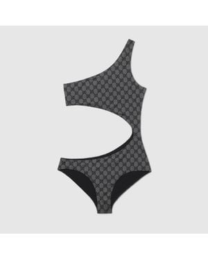 Gucci Printed Gg Stretch Jersey Swimsuit - Grey