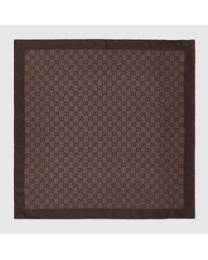 Gucci Pañuelo Cuadrado De Jacquard De Seda De Gg - Marrón