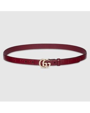 Gucci Gg Milano Thin Belt, Size 75, Leather - Red