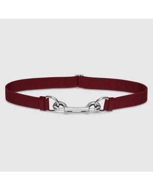Gucci Cintura Sottile Con Fibbia Con Doppio Moschettone, Taglia 60 - Rosso
