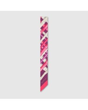 Gucci Band Aus Seidentwill Mit Print - Pink