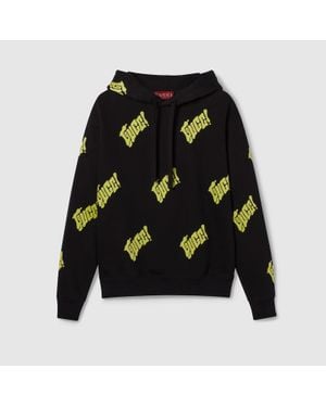 Gucci Sweat-Shirt En Jersey De Coton Avec Broderie, Taille - Noir