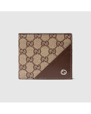 Gucci Bi-Fold Wallet With Interlocking G, Gg Canvas - Brown