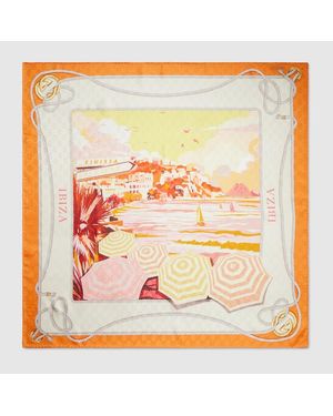 Gucci Printed Silk Carré - Orange