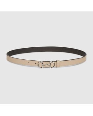 Gucci Thin Belt With Horsebit Buckle, Size 100 - Metallic