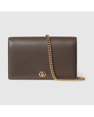 Gucci Bi-colour Gg Marmont Wallet On Chain - Brown