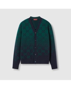 Gucci Cardigan Aus Gg Wolljacquard - Grün