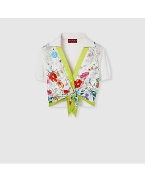 Gucci Silk And Cotton Top With Print, Ready-To-Wear - Green