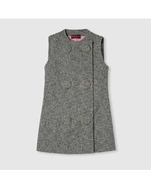 Gucci Kleid Aus Wolle Mit Knötchen-Optik, Grösse - Grau
