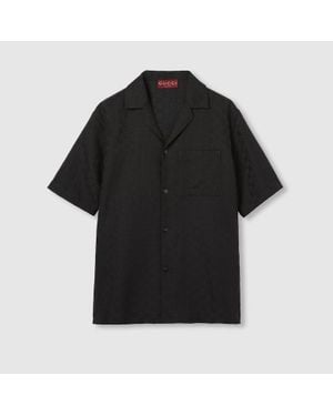 Gucci Bowling-Shirt Aus Gg Canvas Aus Leinenmischung, Grösse - Schwarz