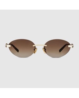 Gucci Frameless Oval Sunglasses - Brown