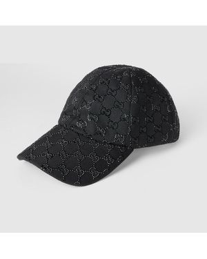 Gucci Gg Canvas Baseball Hat With Crystals - Black