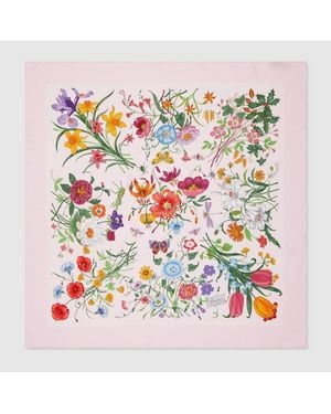 Gucci Silk Scarf With Floral Pattern - Multicolour