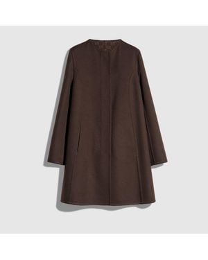 Gucci Manteau En Laine Et Soie Avec Gg À L'Intérieur, Taille - Braun