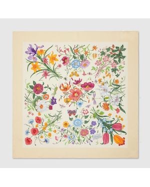 Gucci Pañuelo Cuadrado De Sarga De Seda Estampada - Amarillo