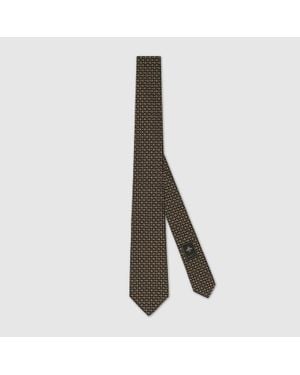 Gucci Double G Silk Jacquard Tie, Silk - Brown