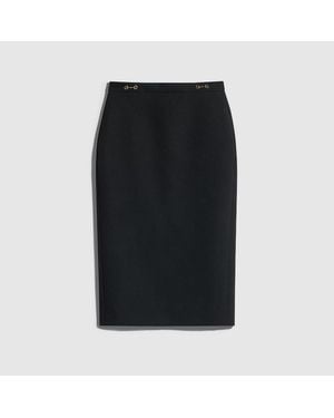 Gucci Jupe En Crêpe De Laine Avec Détail Mors, Taille - Noir