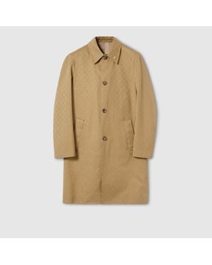 Gucci Abrigo De Gabardina De Algodón Con Gg, Talla - Neutro