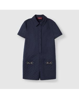 Gucci Combinaison En Toile Gg Avec Détail Mors, Taille - Bleu