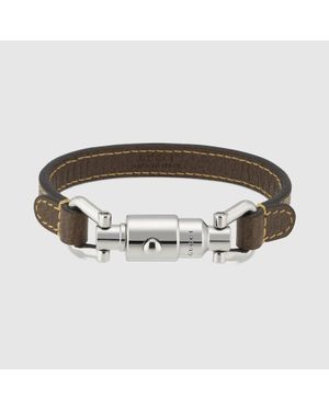 Gucci Armband Mit Kolbenverschluss Und Web - Braun