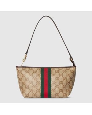 Gucci Small Pouch With Strap And Web - Brown