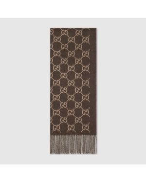 Gucci Schal Aus Gg Kaschmir - Braun