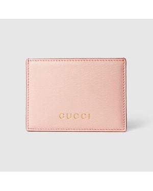 Gucci Card Case With Lettering - Pink