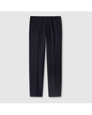 Gucci Pinstripe Wool Trousers - Blue