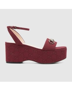 Gucci Sandalia Plataforma Plana Horsebit Para Mujer, Talla - Rojo