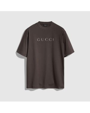 Gucci T-Shirt En Jersey De Coton Avec Imprimé, Taille - Schwarz