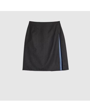 Gucci Stretch Wool Mini Skirt With Split - Black