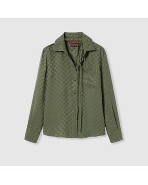 Gucci Bluse Aus Gg Seidenjacquard, Grösse - Grün