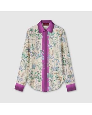 Gucci Floreal Print Silk Shirt - Purple