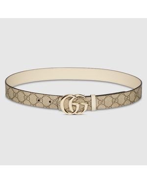 Gucci Reversible Gg Marmont Belt, Gg Canvas - Metallic