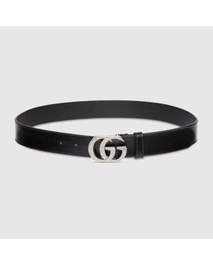 Gucci Belt With Double G Buckle, Size 110, Leather - Black