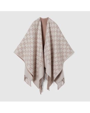 Gucci Capa De Jacquard De Lana Con Gg - Marrón