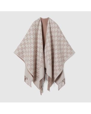 Gucci Cape Aus Gg Wolljacquard - Braun