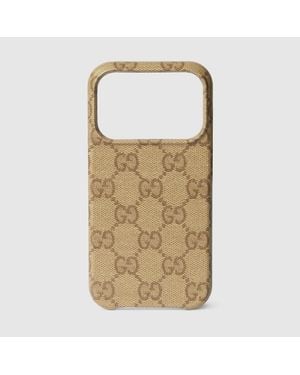 Gucci Case For Iphone 17 Pro, Gg Canvas - Brown
