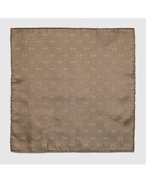 Gucci Horsebit Silk Jacquard Pocket Square - Brown