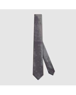 Gucci Double G Silk Jacquard Tie - Grey