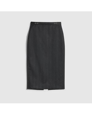 Gucci Pinstripe Wool Pencil Skirt - Black