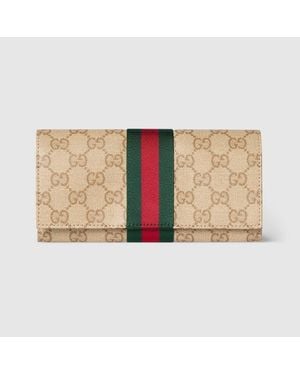 Gucci Long Wallet With Web - Natural