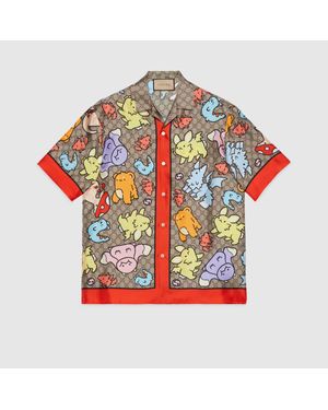 Gucci GG Print Silk Bowling Shirt - Multicolour