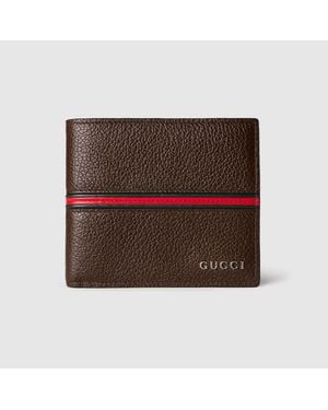 Gucci Bi-Fold Coin Wallet With Web - Brown