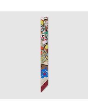 Gucci Besties Band Aus Seidentwill Mit Print - Blau