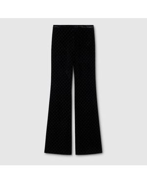 Gucci Gg Stretch Devoré Velvet Trousers - Black