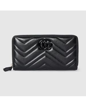 Gucci Gg Marmont Zip Around Wallet - Black